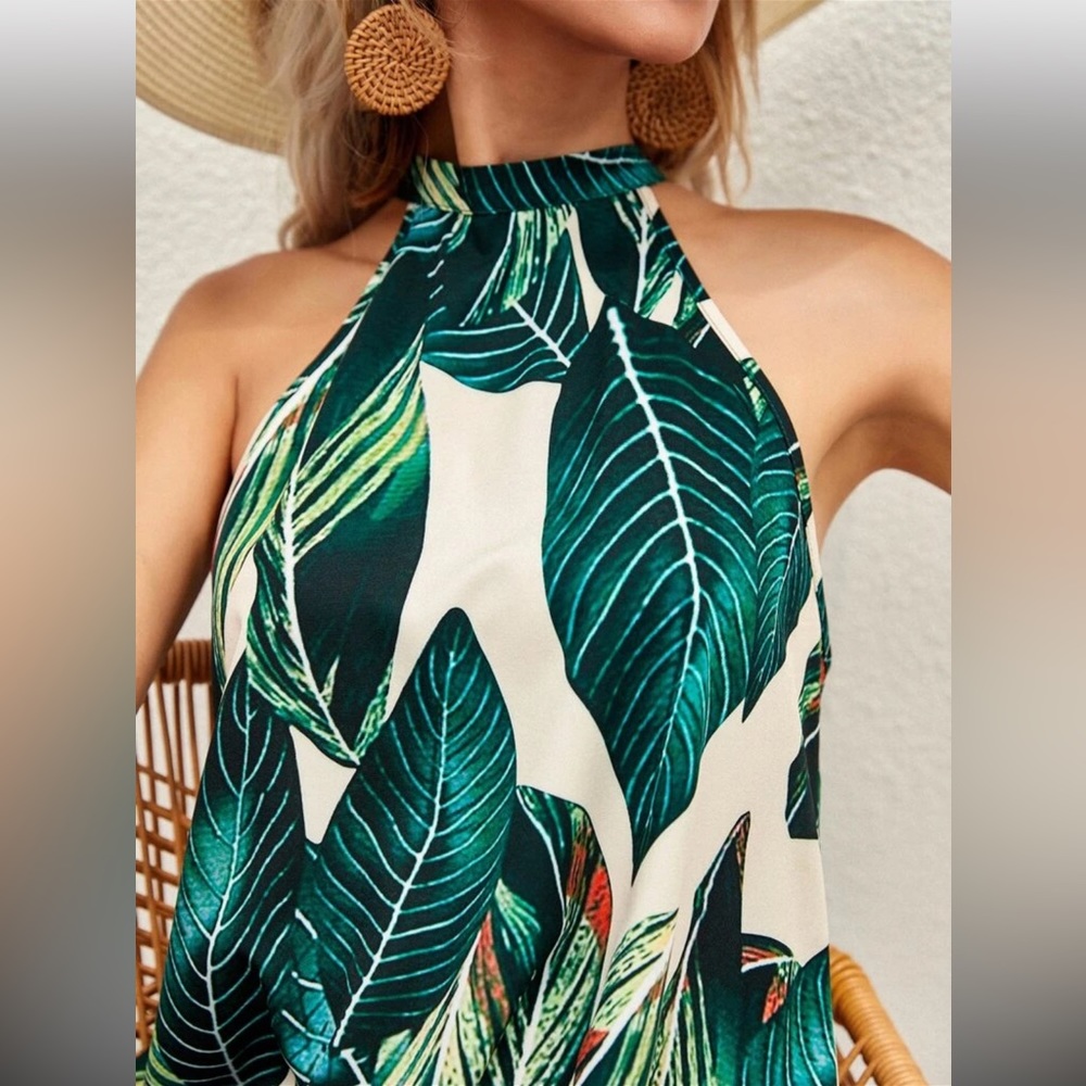 Tropical print tie back dress 🍃